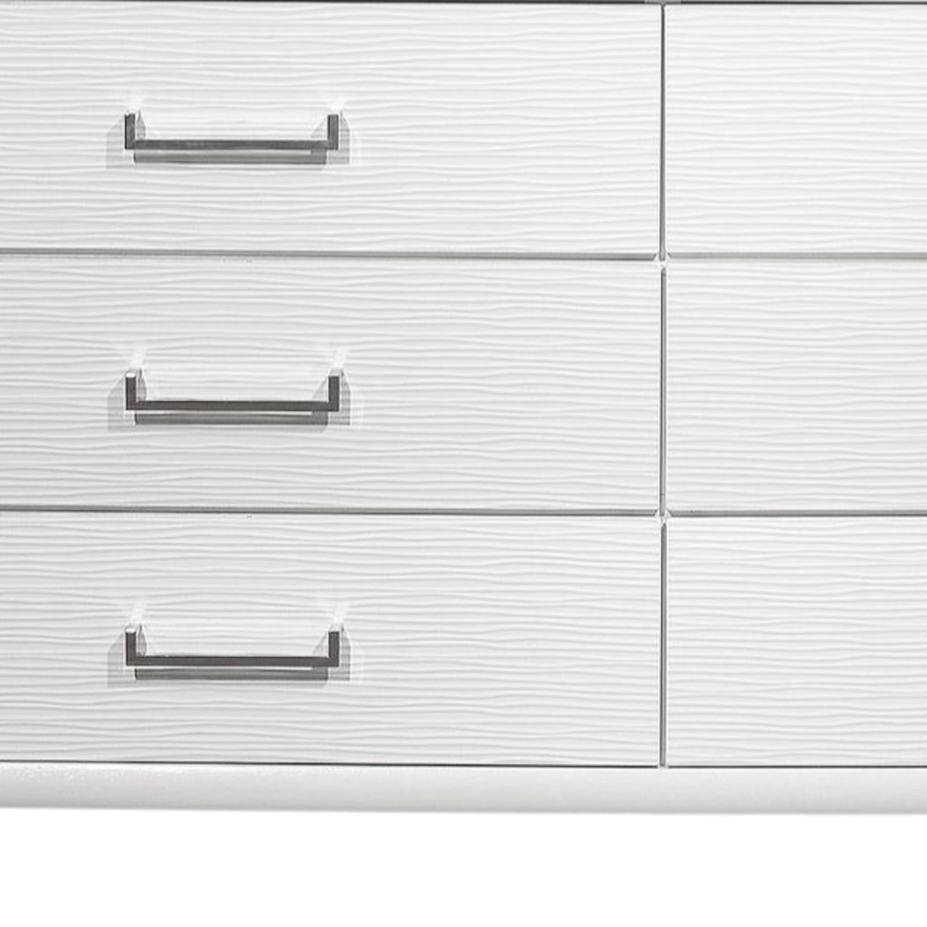 59" White Solid Wood Mirrored Nine Drawer