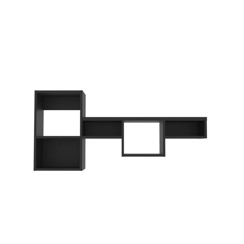 47" Black Wood Wall Mounted Cubby Shelf - Office