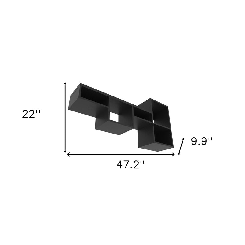 47" Black Wood Wall Mounted Cubby Shelf - Office