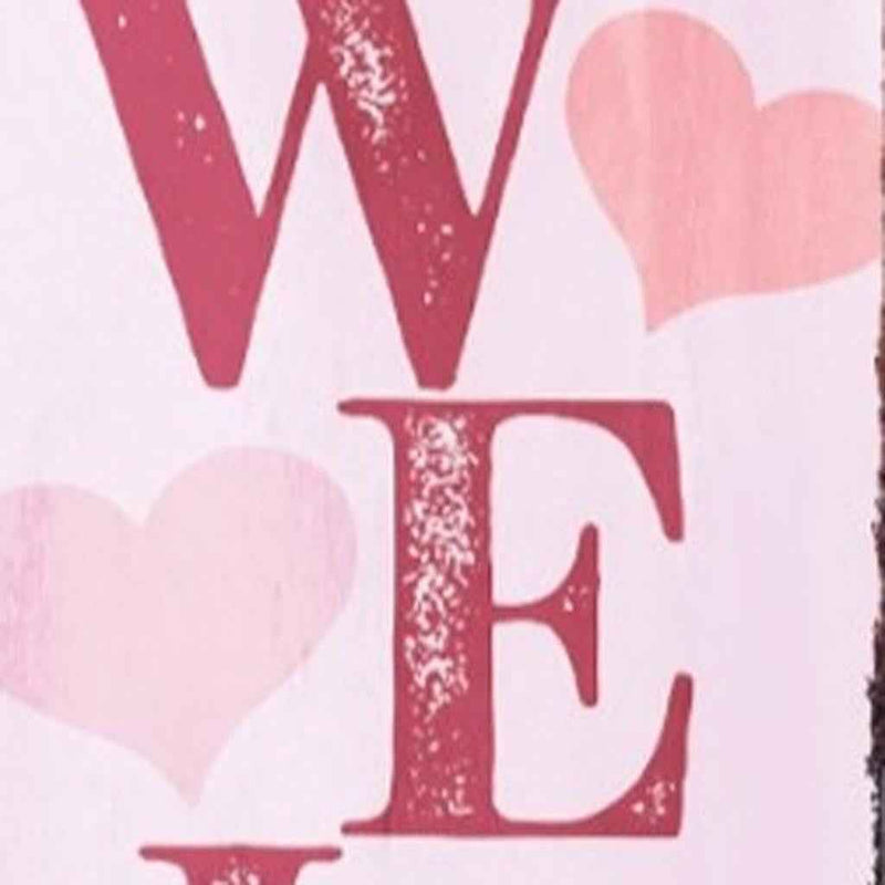 48" Pink Solid Wood Hearts Welcome Porch Sign