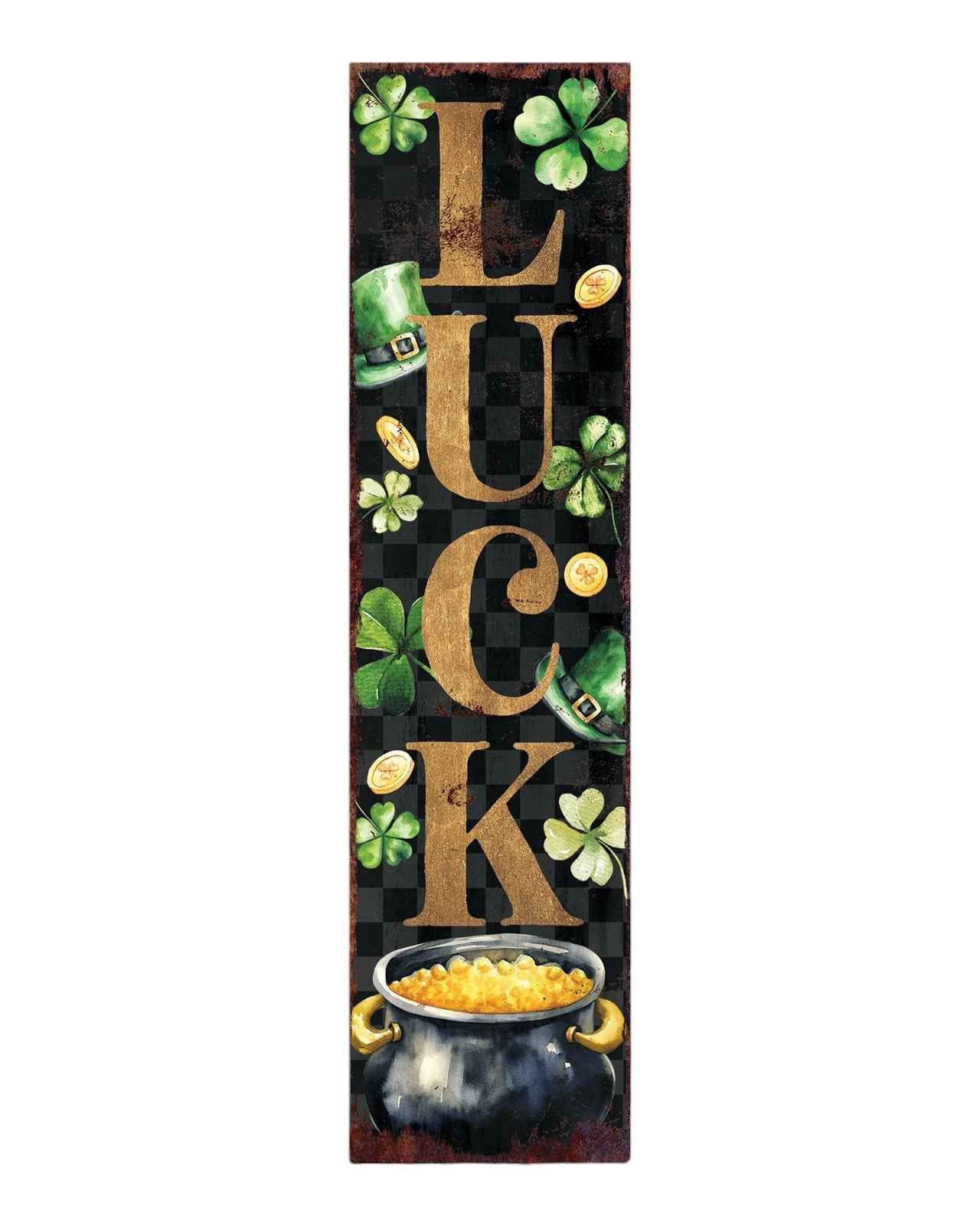 36" Black Gold And Green St Patrick's Day Solid Wood Porch Sign