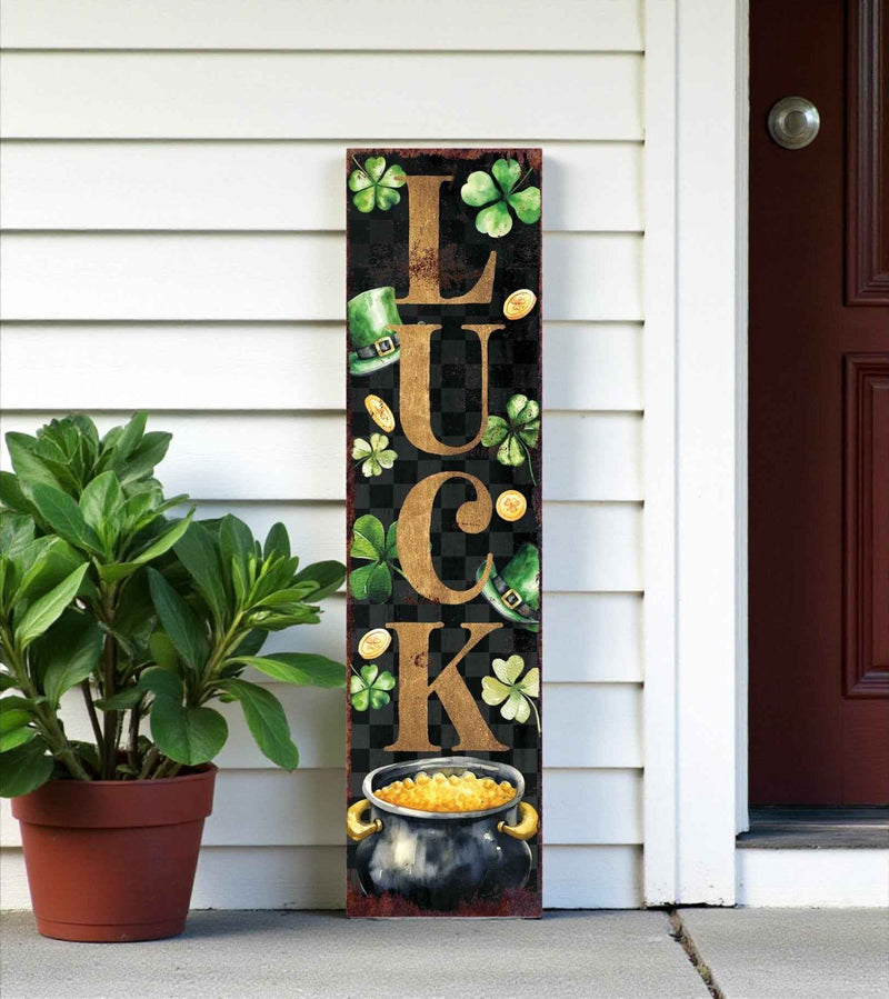36" Black Gold And Green St Patrick's Day Solid Wood Porch Sign