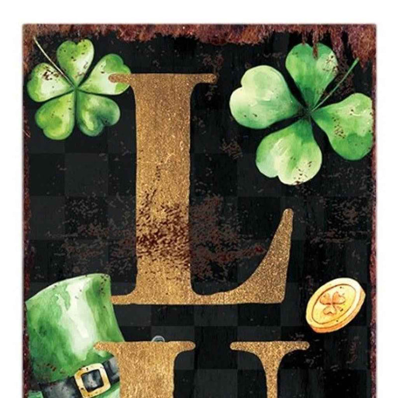 36" Black Gold And Green St Patrick's Day Solid Wood Porch Sign