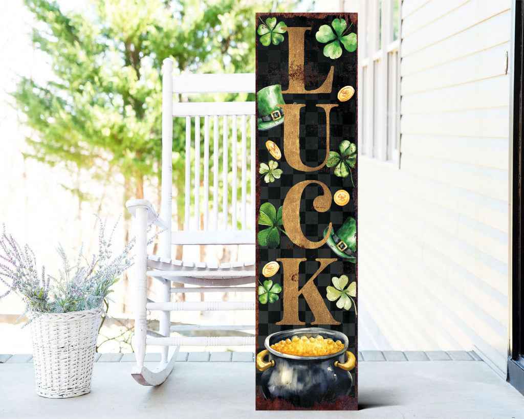 36" Black Gold And Green St Patrick's Day Solid Wood Porch Sign