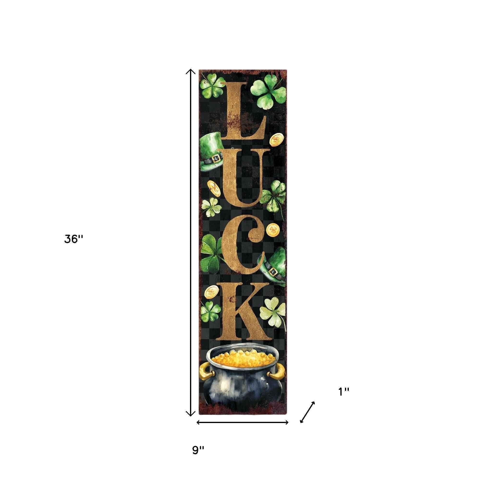 36" Black Gold And Green St Patrick's Day Solid Wood Porch Sign