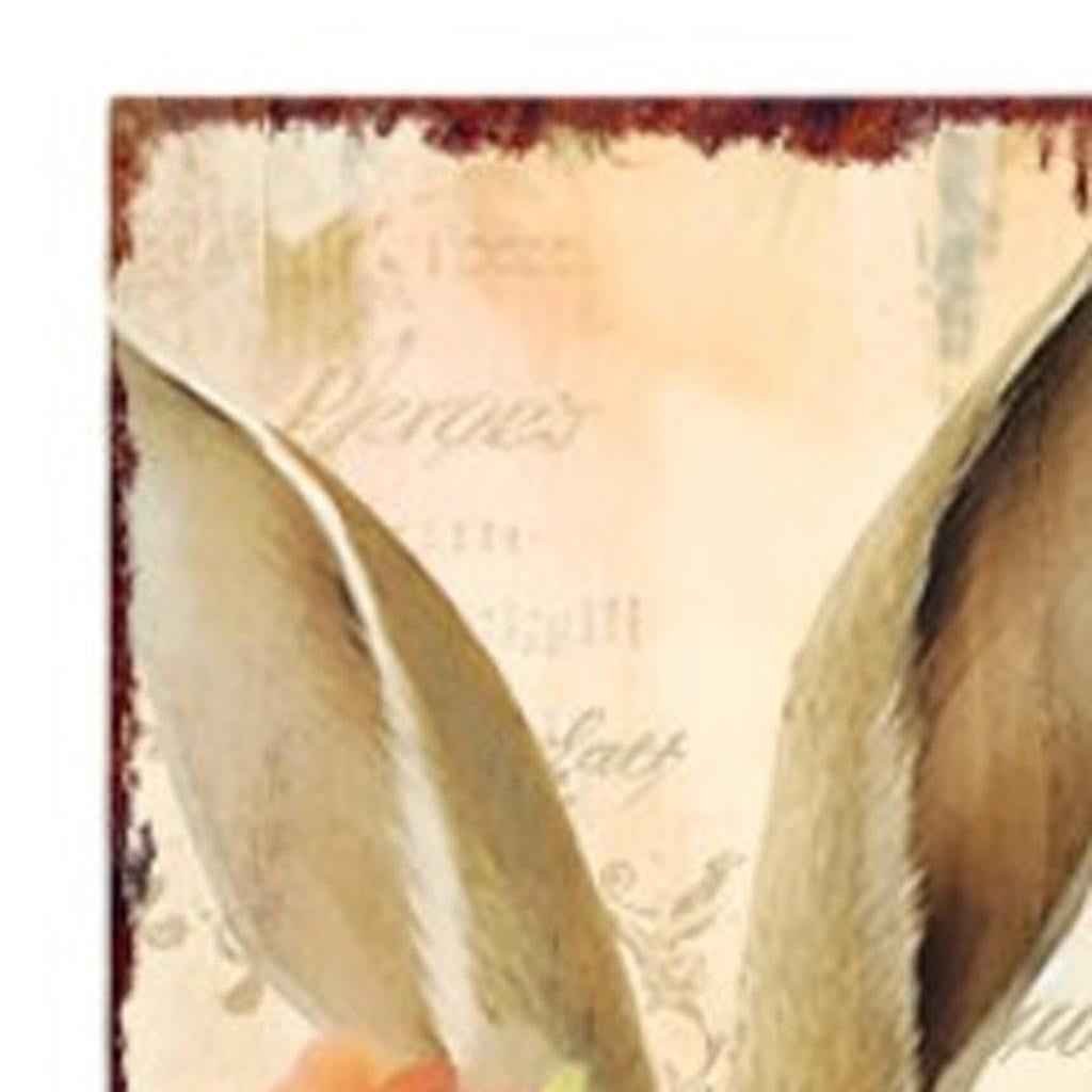 36" Off White And Blue Solid Wood Bunny Porch Sign