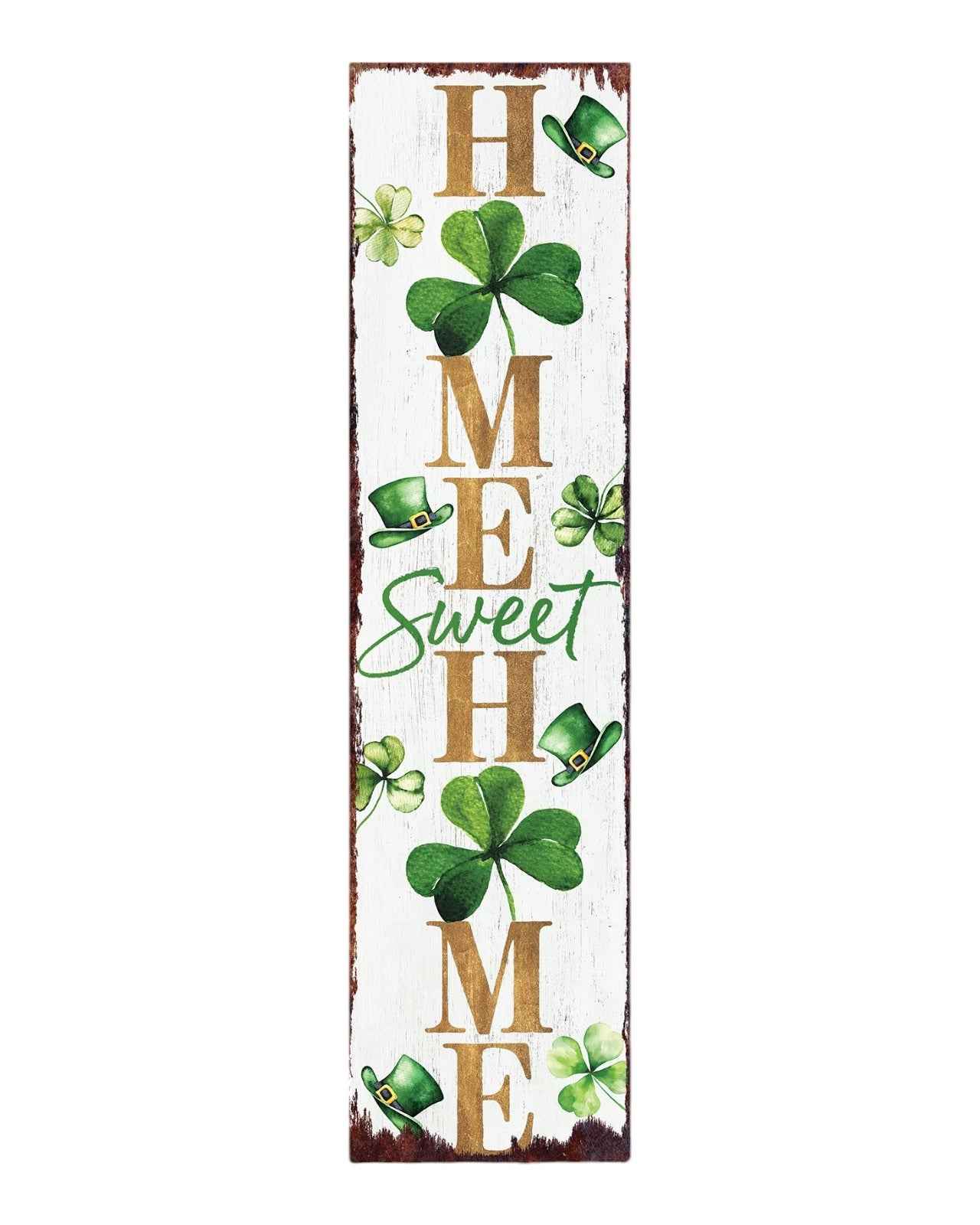 36" Gold Green And White Solid Wood Home Sweet St Patrick's Day Porch Sign