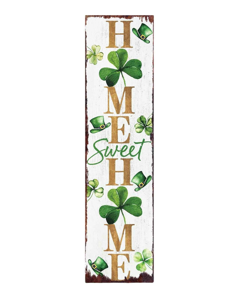 36" Gold Green And White Solid Wood Home Sweet St Patrick's Day Porch Sign