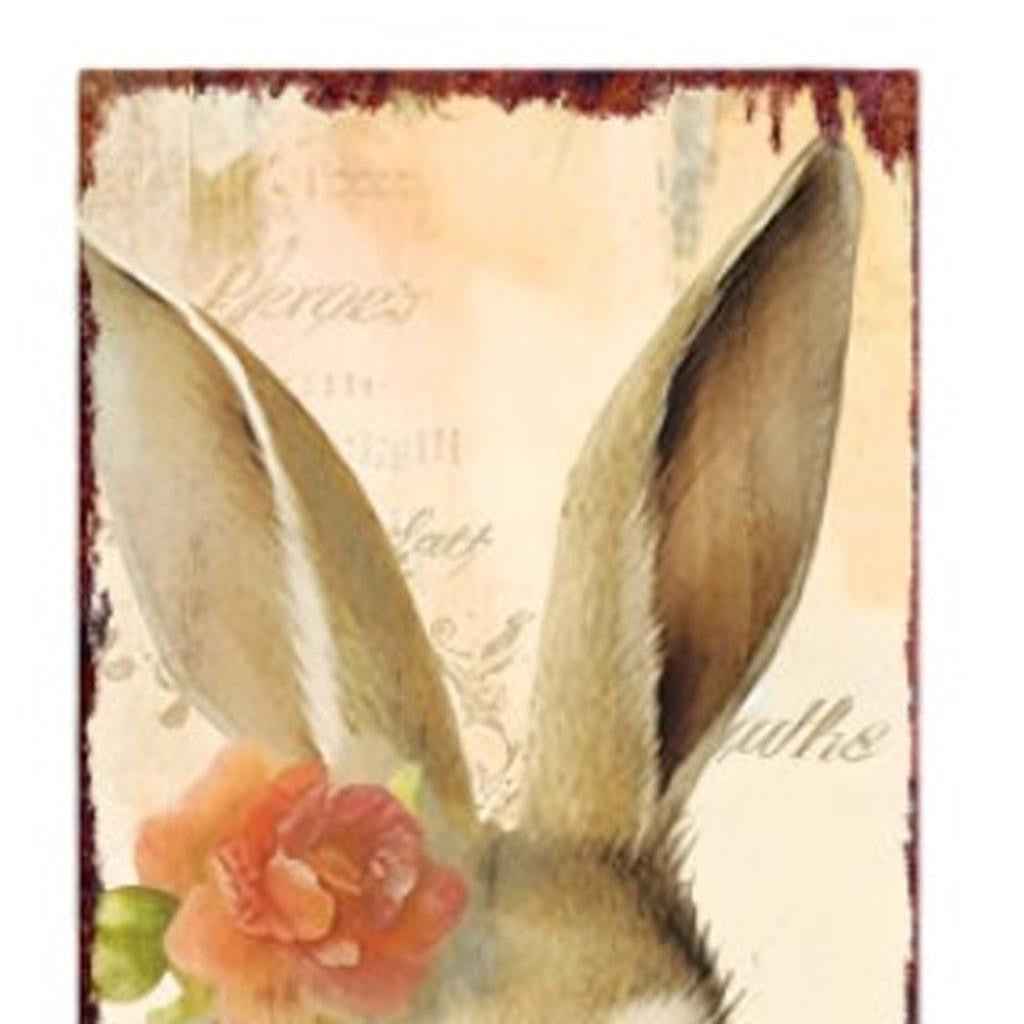 36" Off White And Blue Solid Wood Bunny Porch Sign