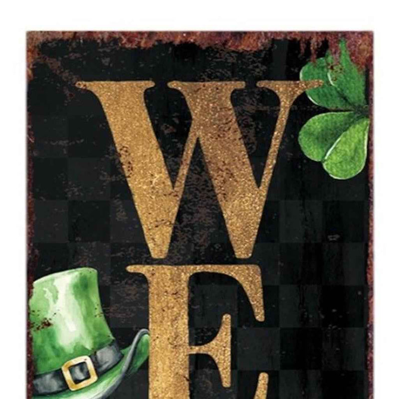 36" Black Gold And Green Solid Wood Welcome St Patrick's Day Porch Sign