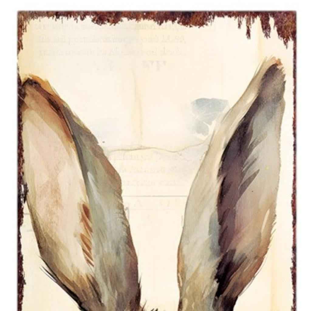 36" Off White And Blue White Solid Wood Bunny Porch Sign