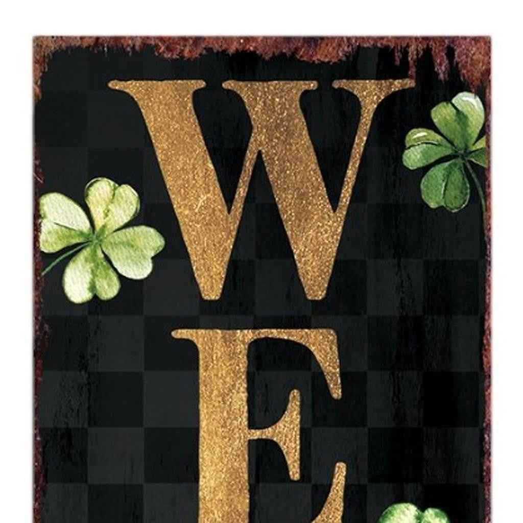 36" Black Gold And Green Solid Wood Welcome St Patrick's Day Porch Sign