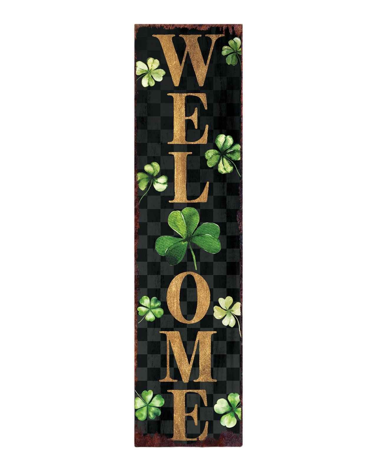 36" Black Gold And Green Solid Wood Welcome St Patrick's Day Porch Sign