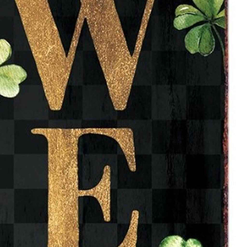 36" Black Gold And Green Solid Wood Welcome St Patrick's Day Porch Sign
