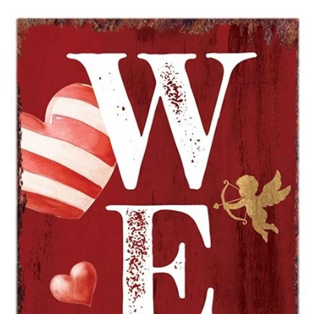 36" Pink Red And White Solid Wood Welcome Valentine's Day Porch Sign