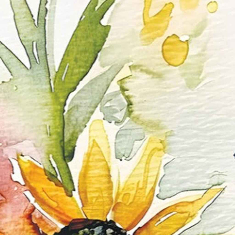 36" White Yellow Blue And Green Solid Wood Sunflower and Wildflowers Porch Sign