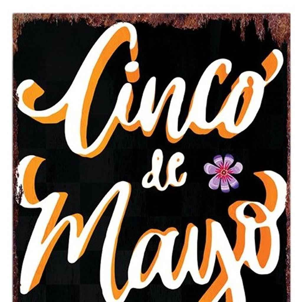 36" Black Red And Green Solid Wood Cinco de Mayo Tree Porch Sign