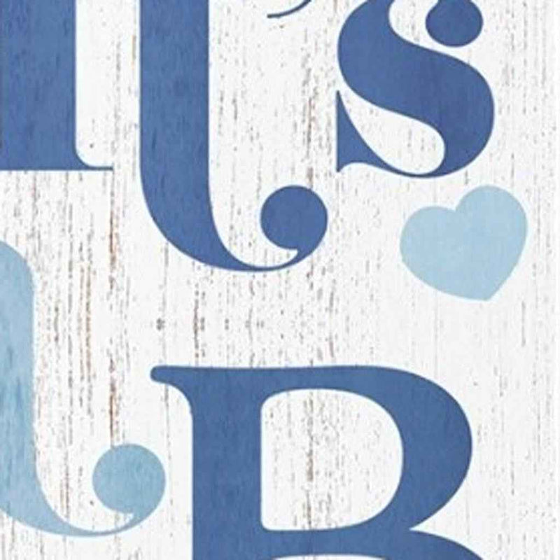 36" Blue And White Solid Wood New Baby Porch Sign