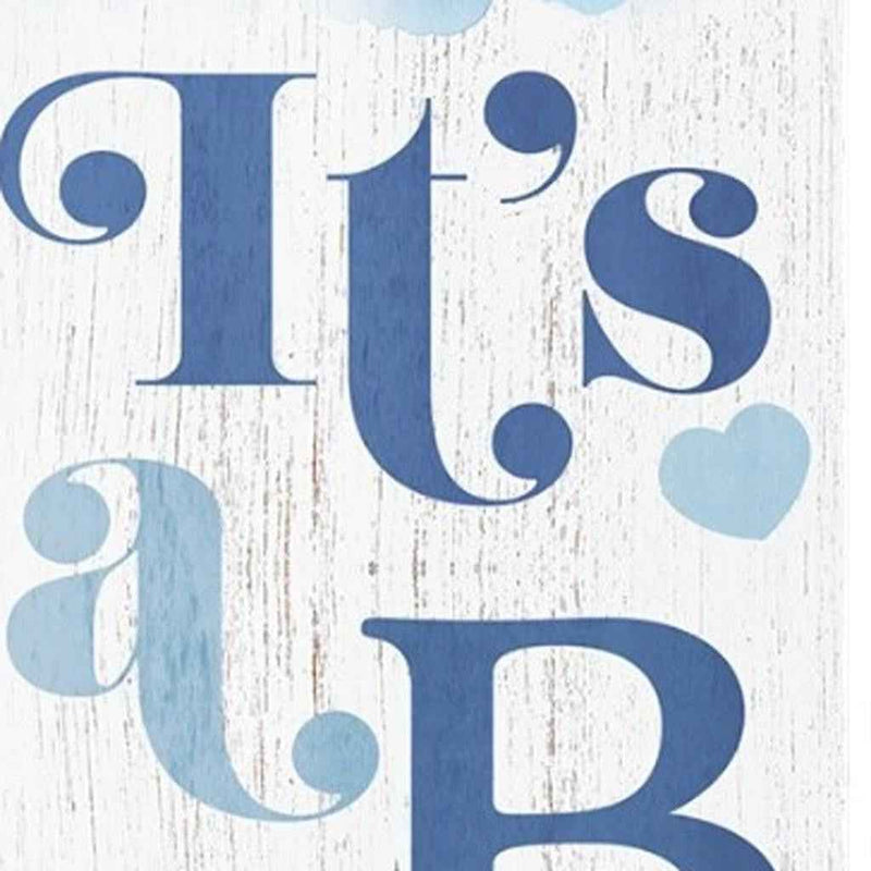 36" Blue And White Solid Wood New Baby Porch Sign