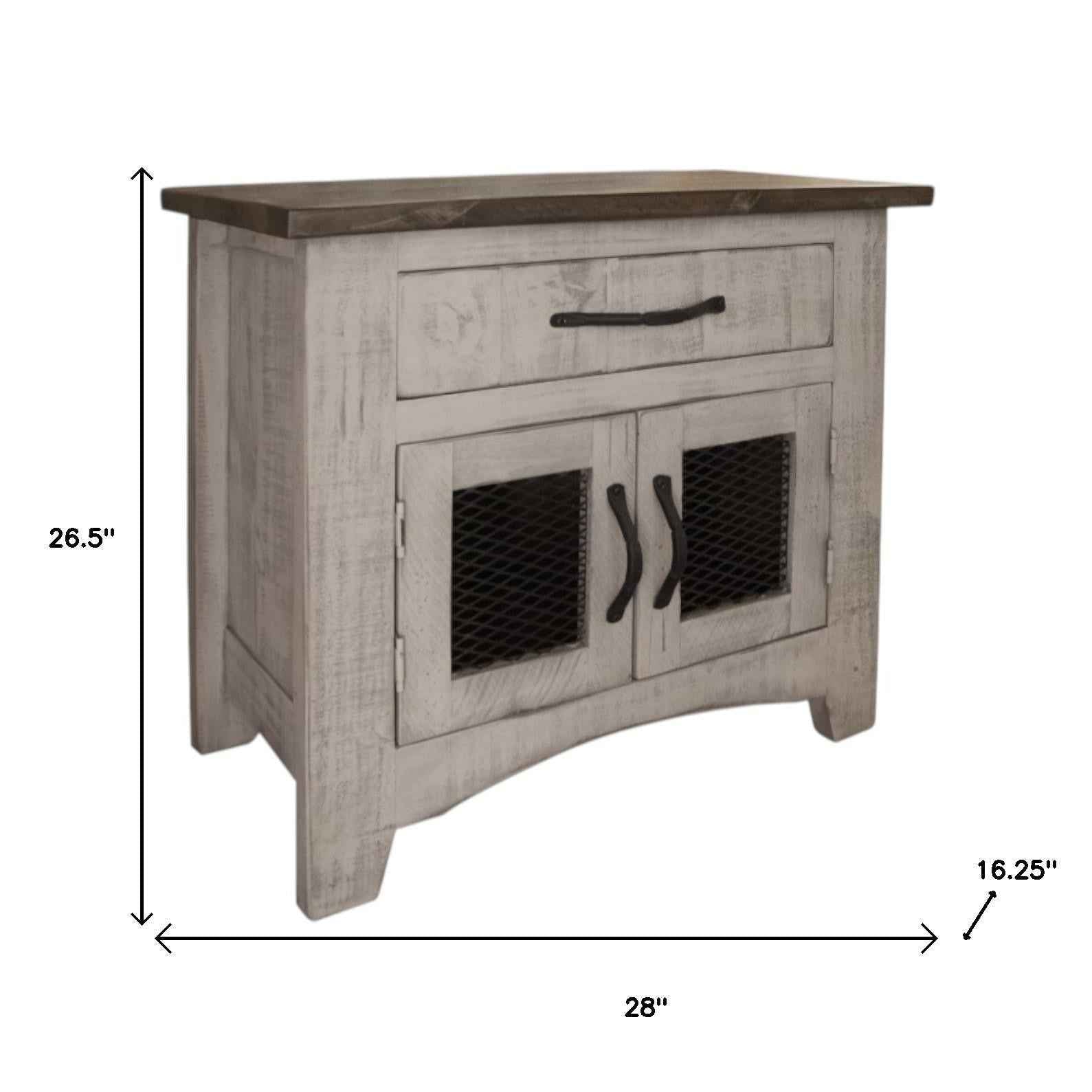 27" Gray Solid Wood One Drawer Nightstand