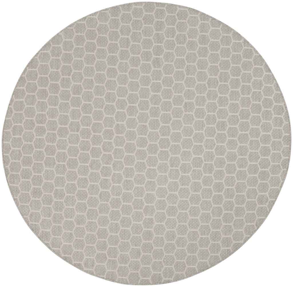8' Gray And Ivory Geometric Indoor Outdoor Area Rug