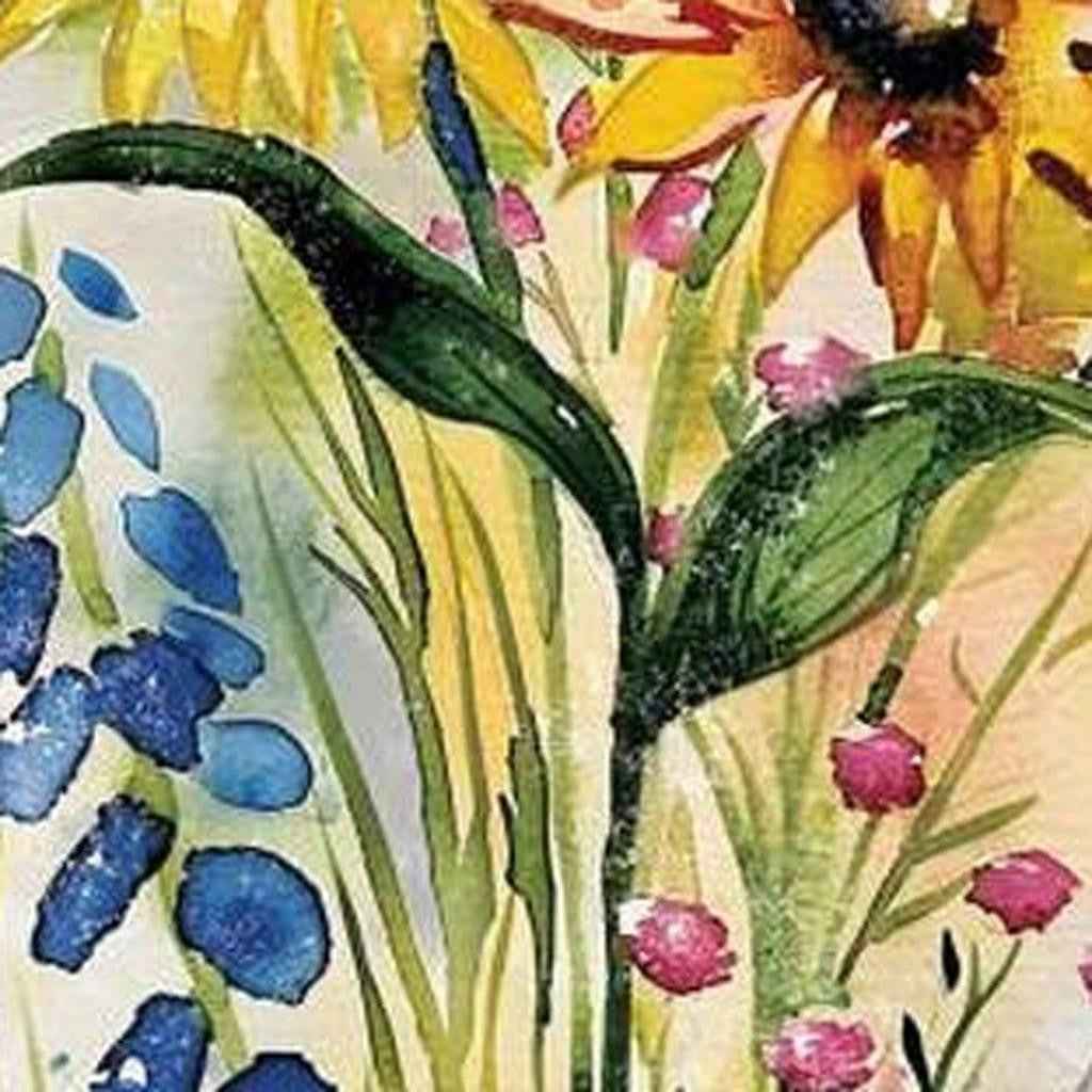 36" White Yellow Blue And Green White Solid Wood Sunflowers Porch Sign