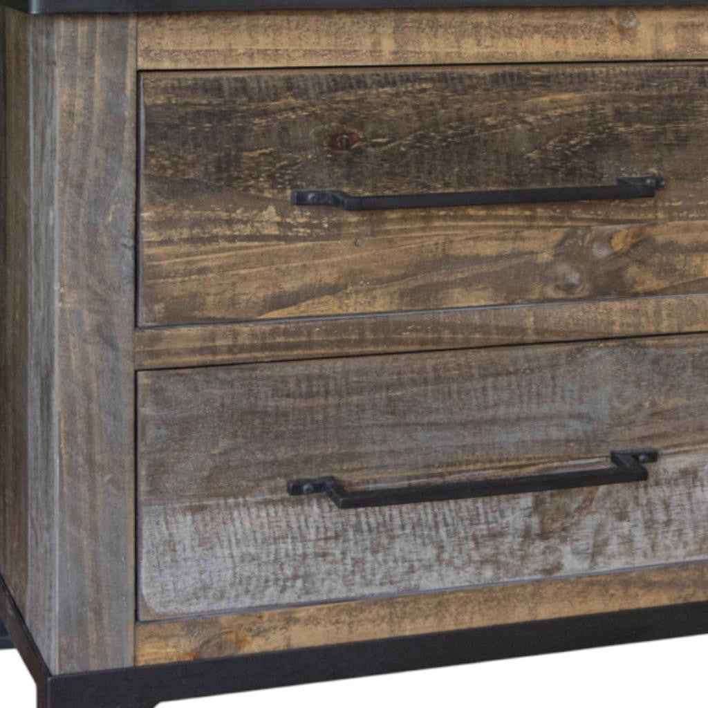 27" Gray Solid Wood Two Drawer Nightstand