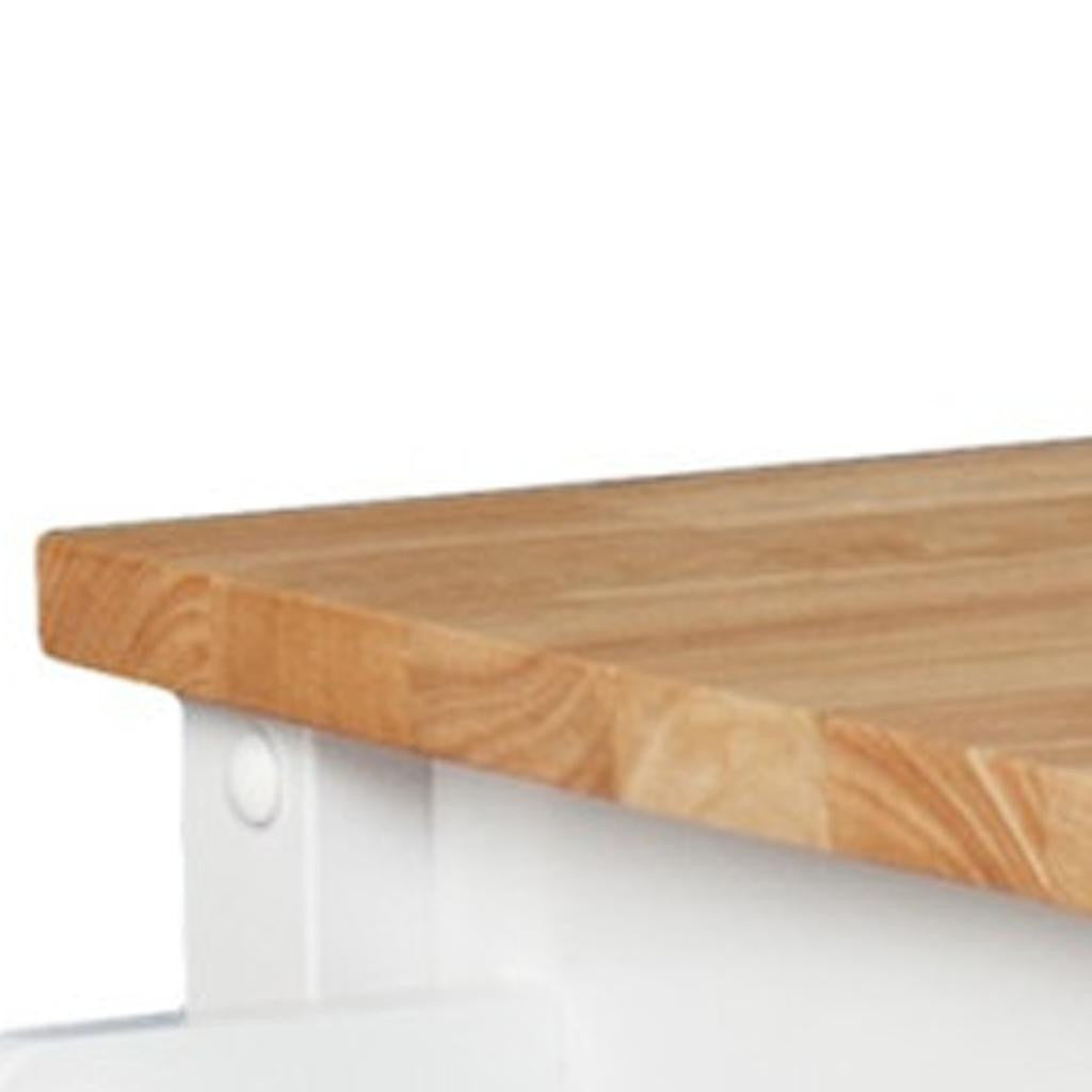 42" Natural and White Butcher Block and Iron Rolling Kitchen Cart With Storage - Kitchen & Dining