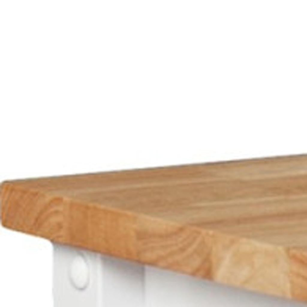 42" Natural and White Butcher Block and Iron Rolling Kitchen Cart With Storage - Kitchen & Dining