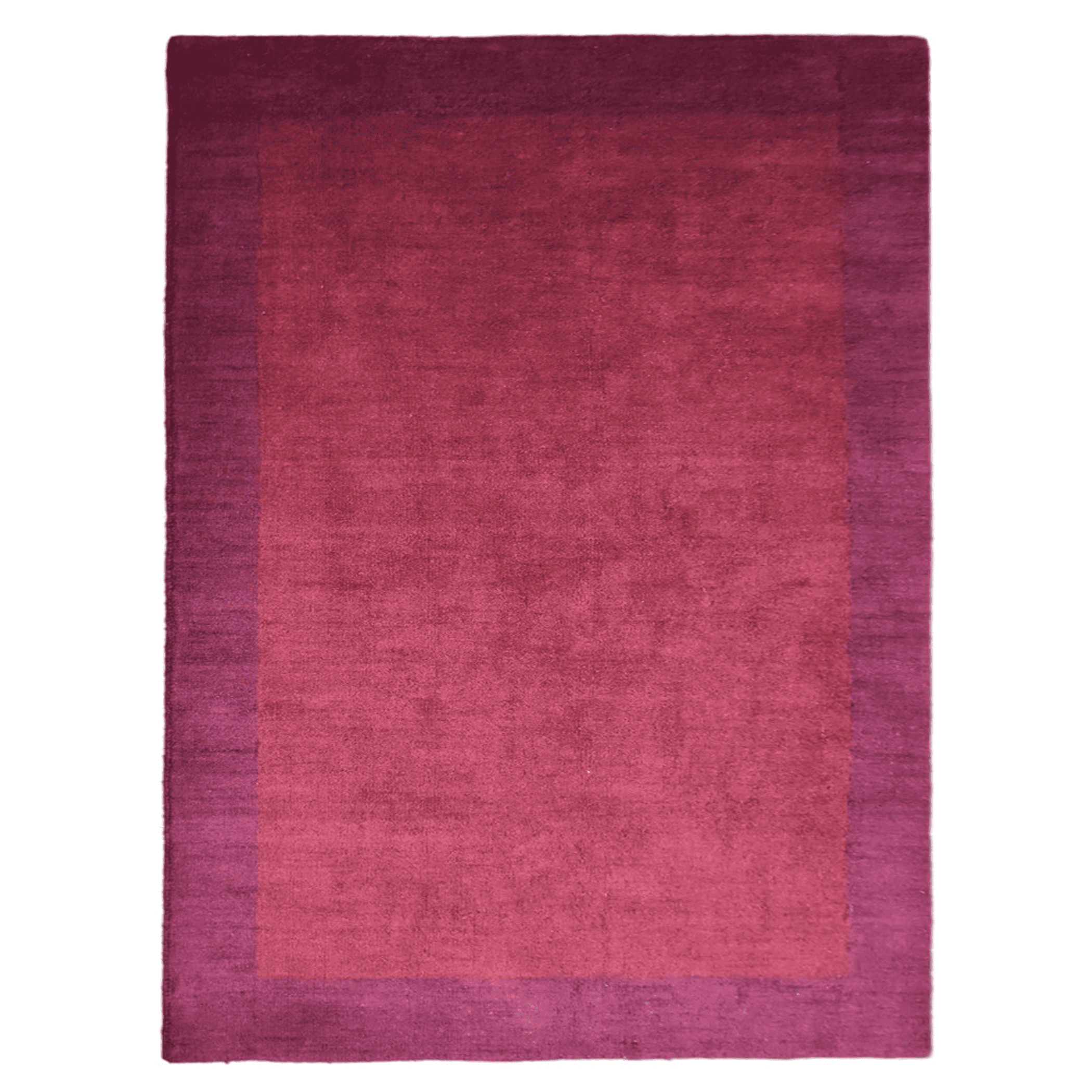 Hand-knotted area rug in plum and mauve patchwork, square contemporary design