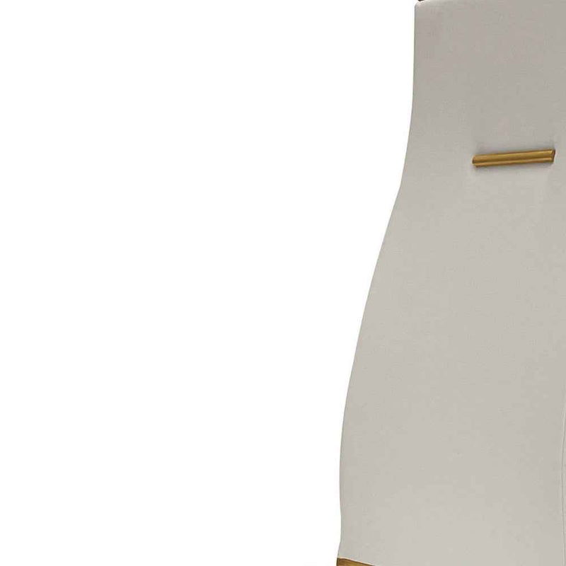Set of Four White and Gold Upholstered Faux Leather Dining Side Chairs