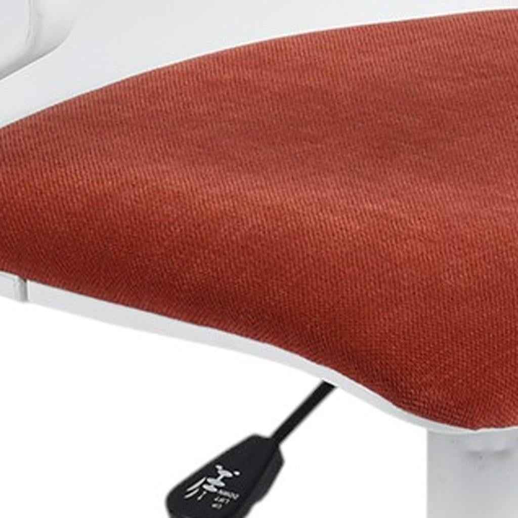 White and Red Adjustable Height Swivel Rolling Office Chair