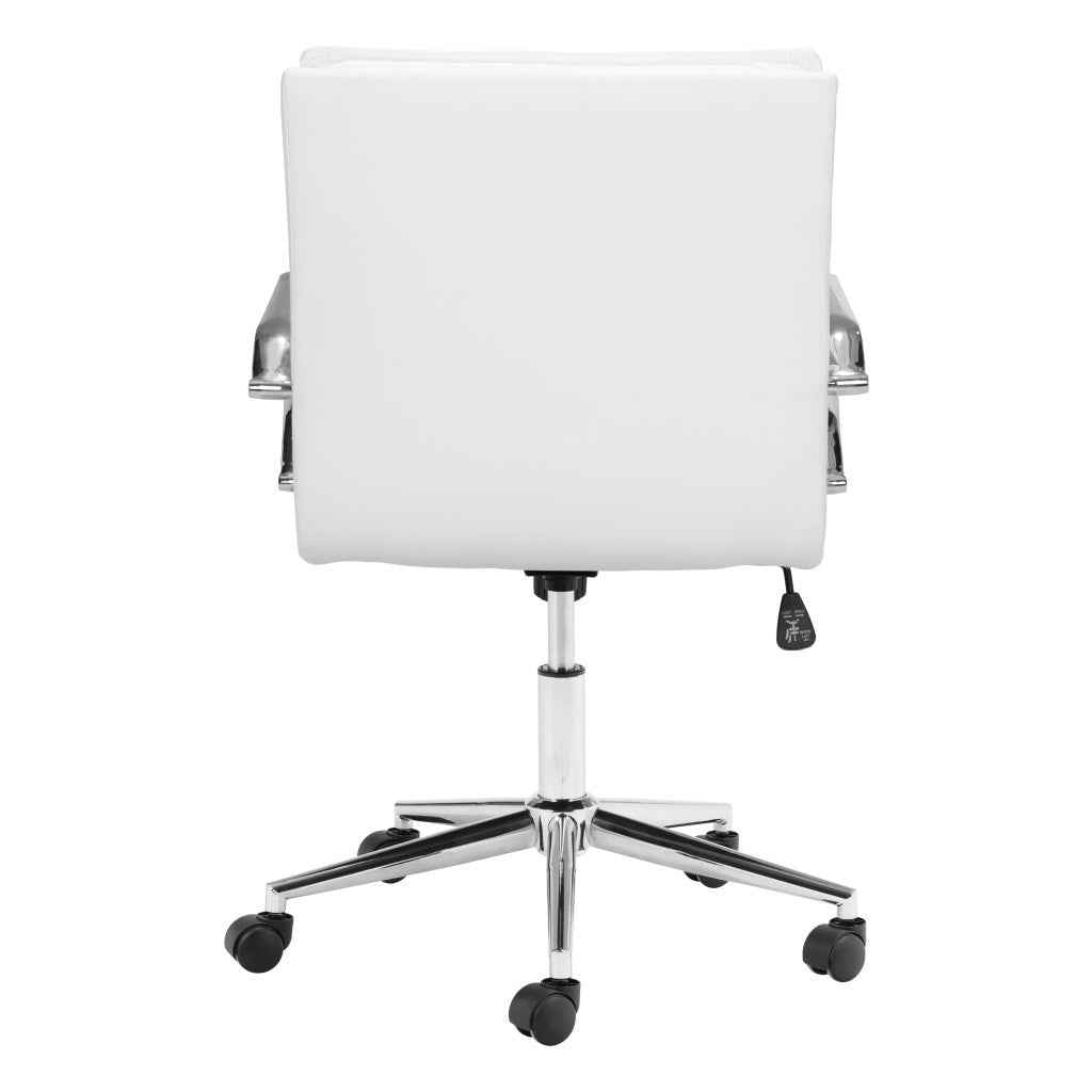 White and Silver Adjustable Height Swivel Rolling Conference Office Chair