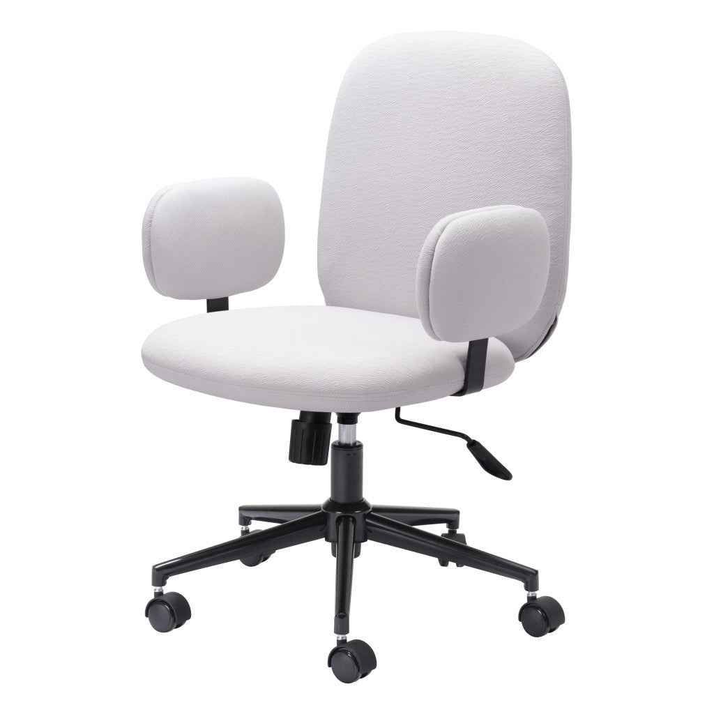 Beige and Black Adjustable Height Swivel Rolling Office Chair