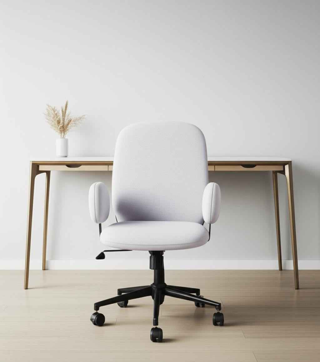 Beige and Black Adjustable Height Swivel Rolling Office Chair