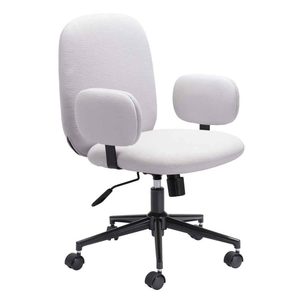 Beige and Black Adjustable Height Swivel Rolling Office Chair