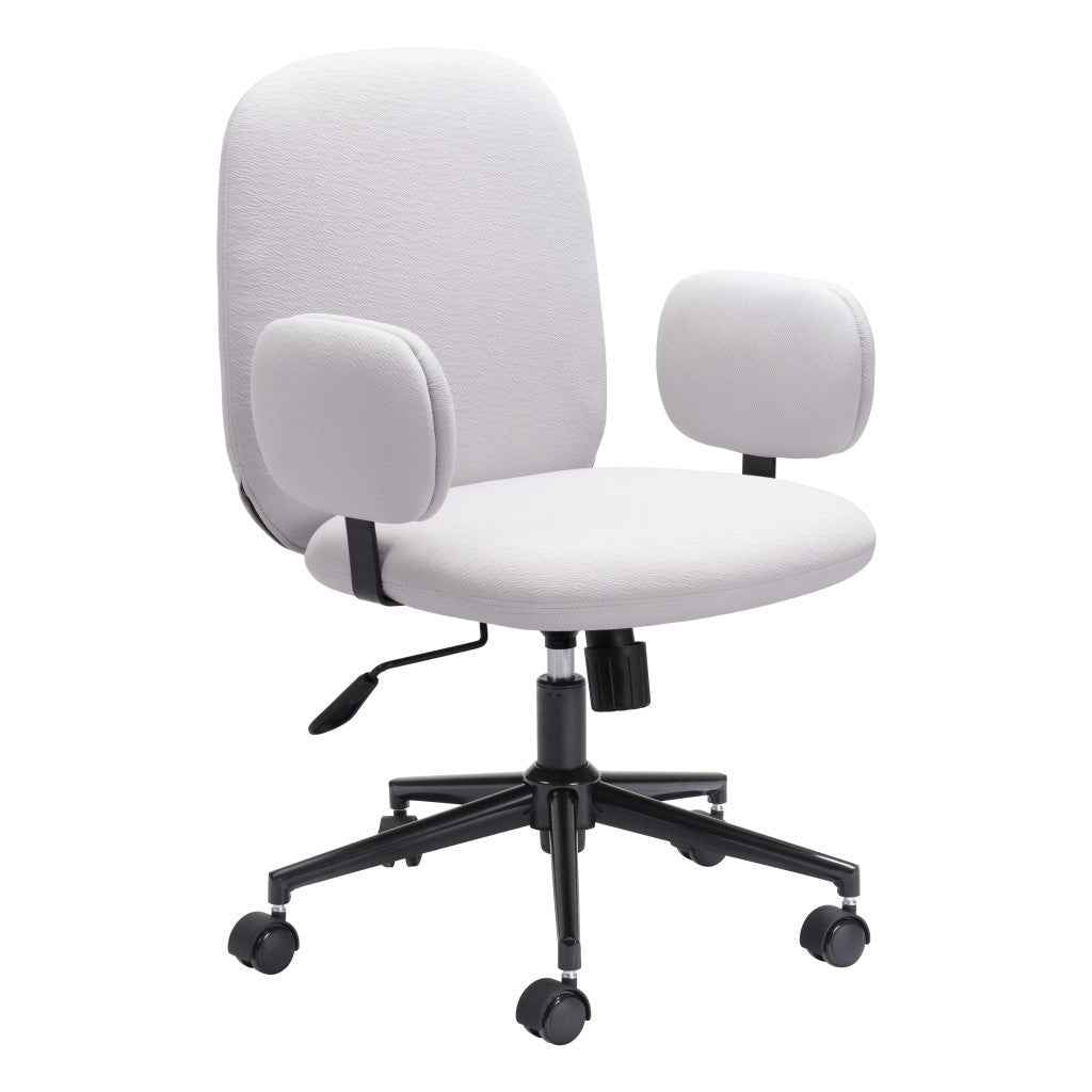 Beige and Black Adjustable Height Swivel Rolling Office Chair