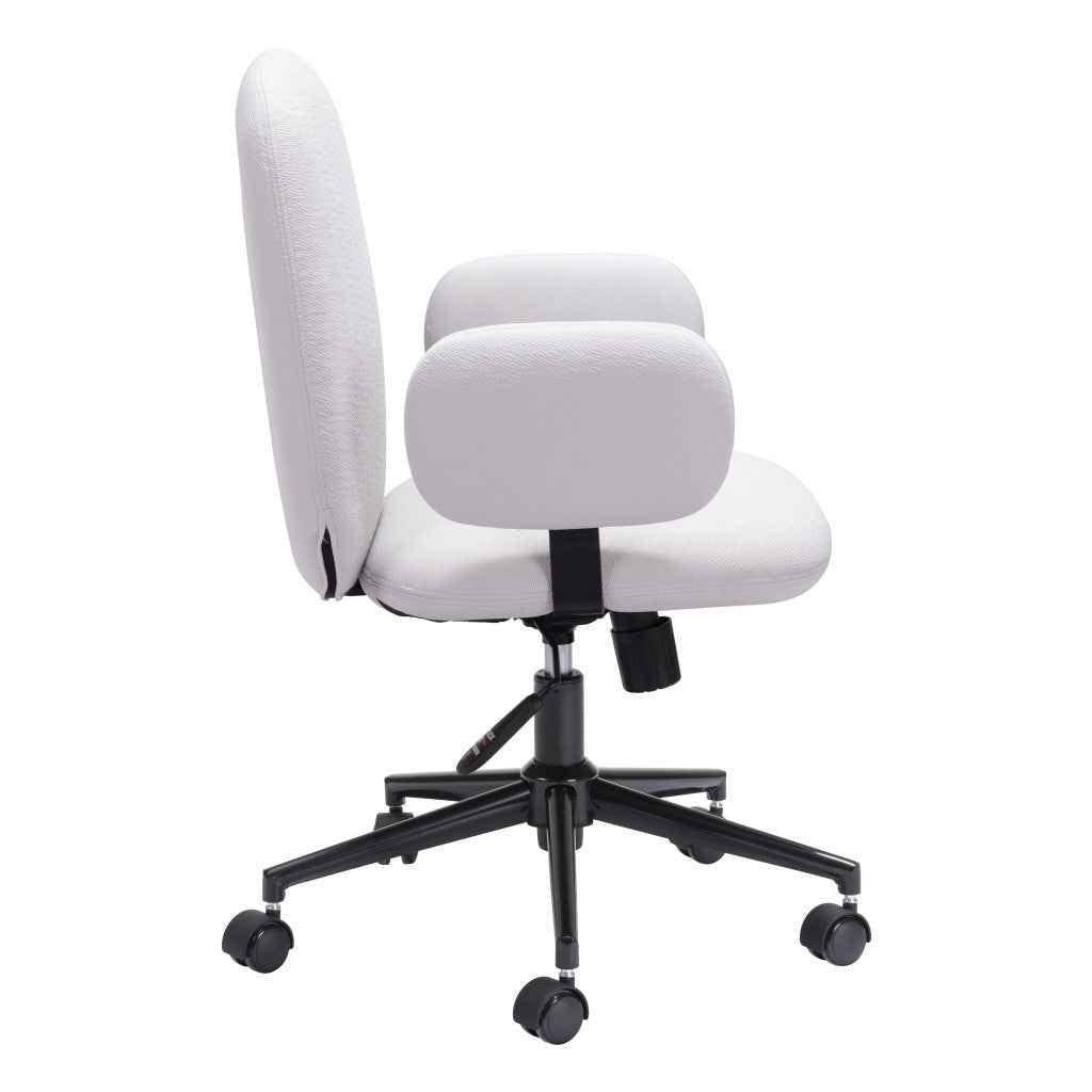 Beige and Black Adjustable Height Swivel Rolling Office Chair