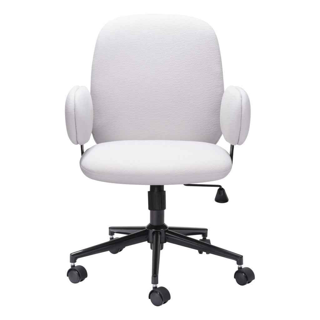 Beige and Black Adjustable Height Swivel Rolling Office Chair