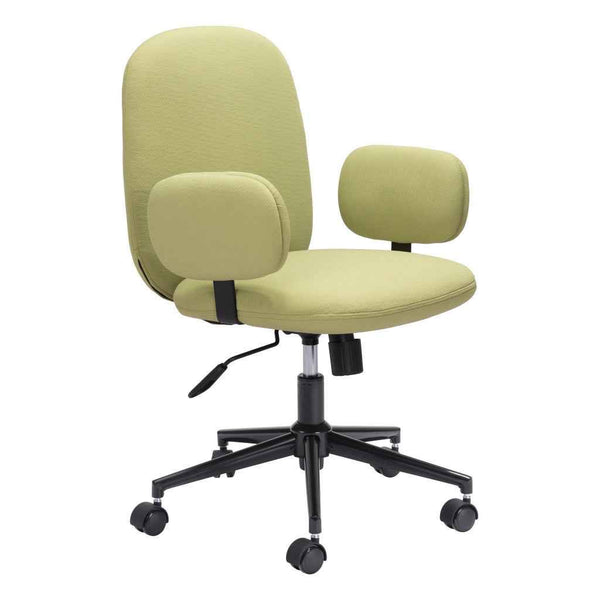Green and Black Adjustable Height Swivel Rolling Office Chair