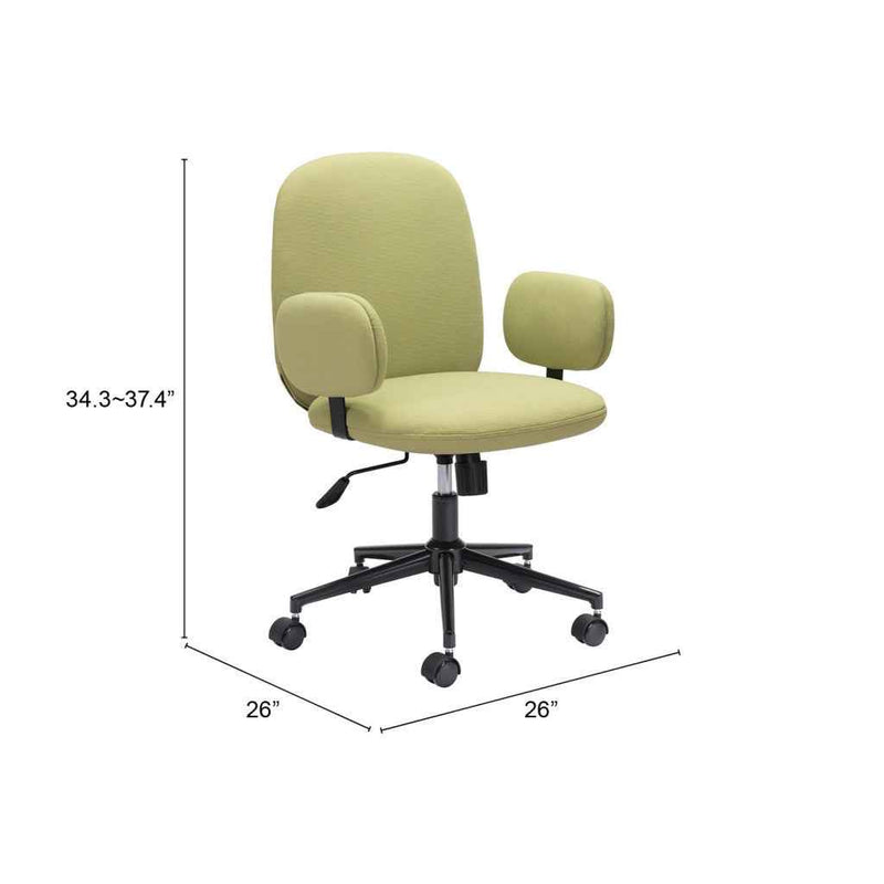 Green and Black Adjustable Height Swivel Rolling Office Chair