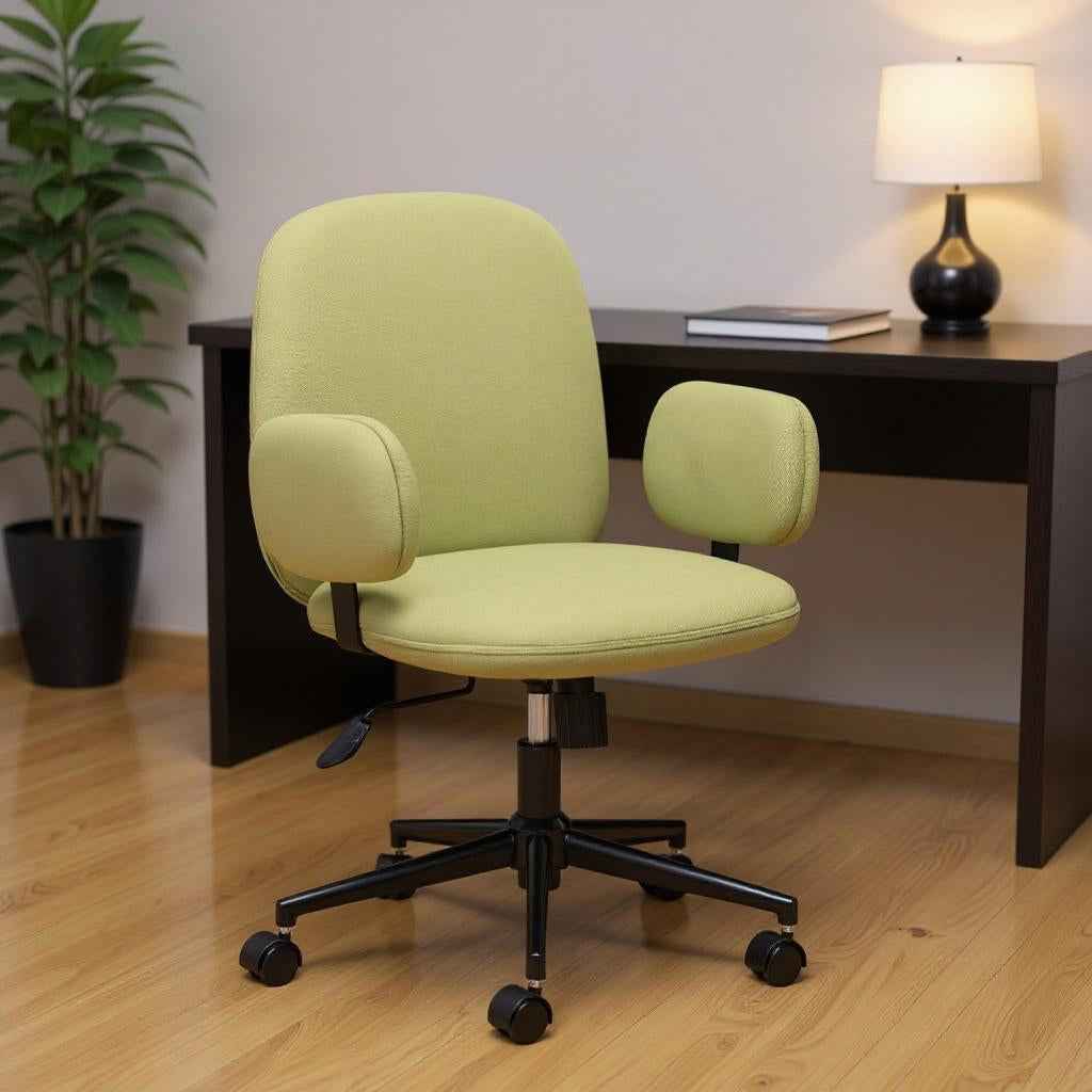 Green and Black Adjustable Height Swivel Rolling Office Chair