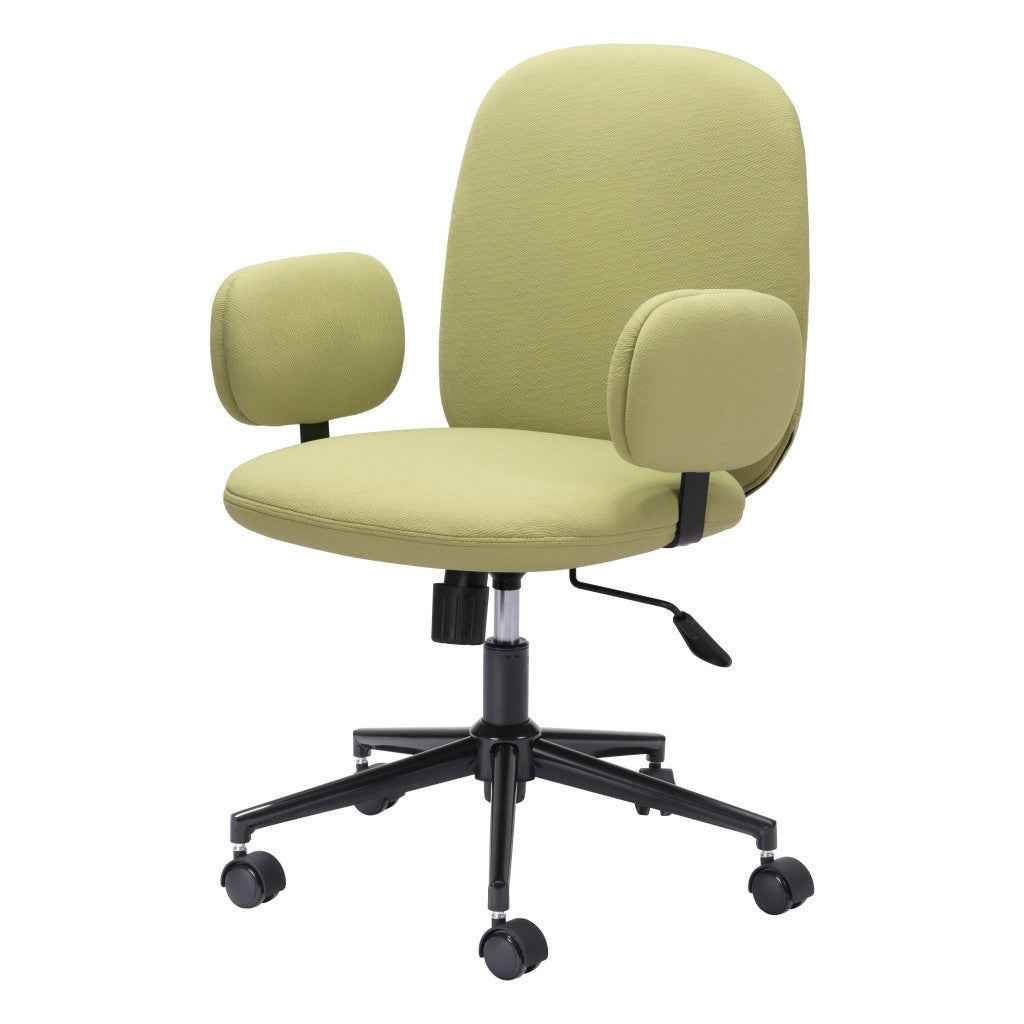 Green and Black Adjustable Height Swivel Rolling Office Chair