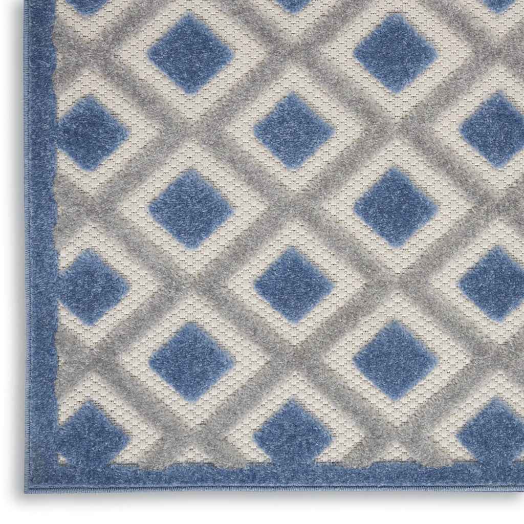 8' X 11' Blue And Gray Indoor Outdoor Area Rug