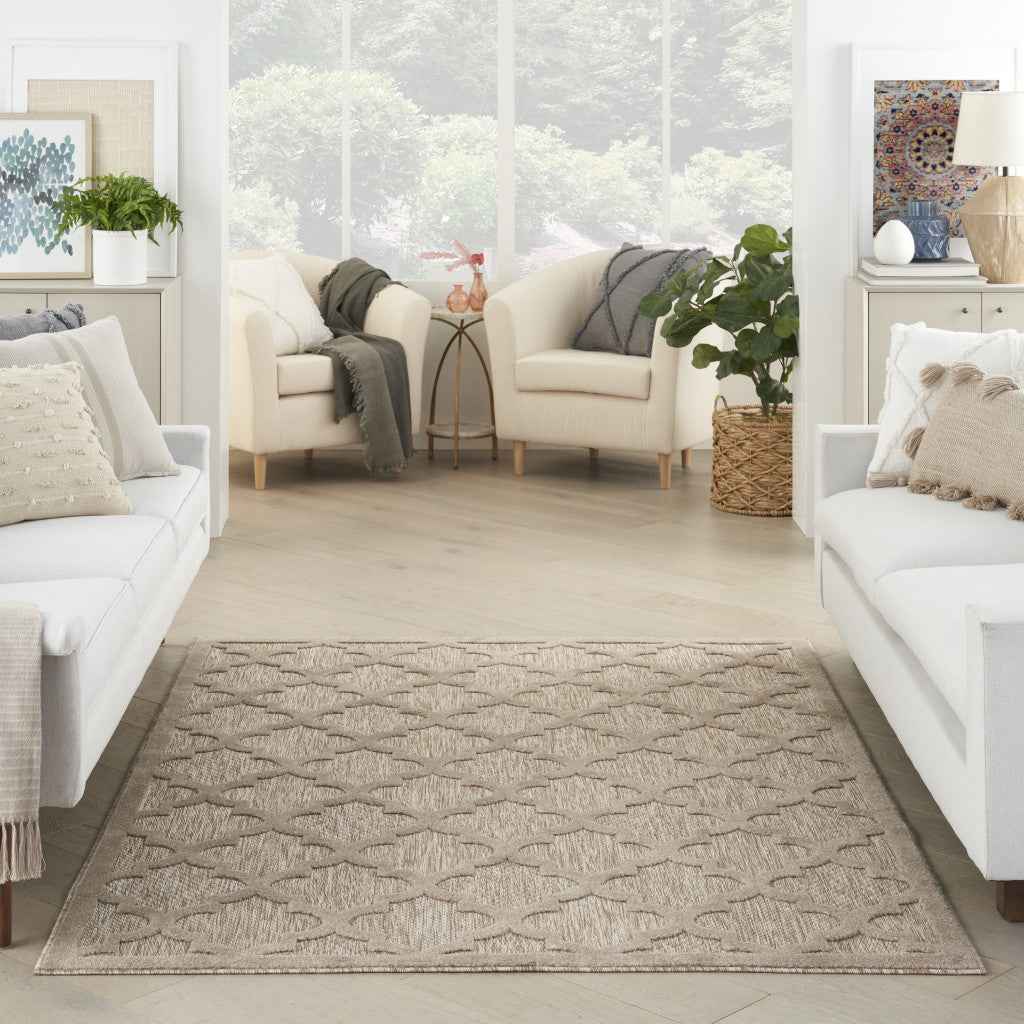5' X 7' Beige Indoor Outdoor Area Rug