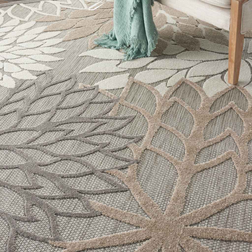 10' Gray and Ivory Indoor Outdoor Area Rug