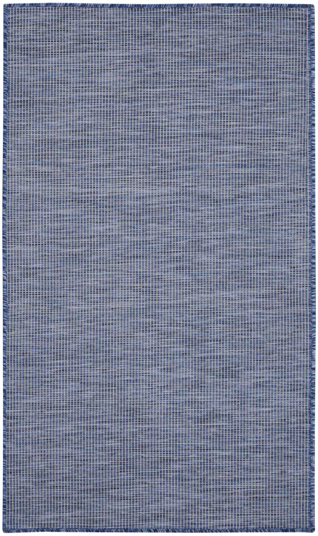 3' X 5' Navy Blue And Ivory Indoor Outdoor Area Rug