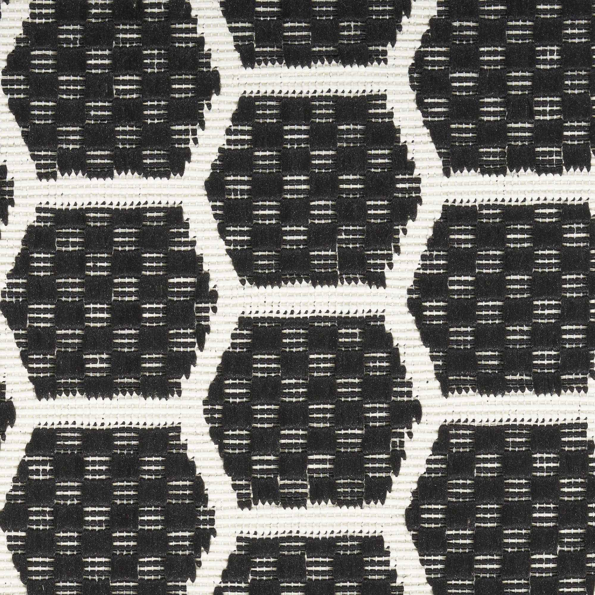 6' Black And Ivory Geometric Indoor Outdoor Area Rug