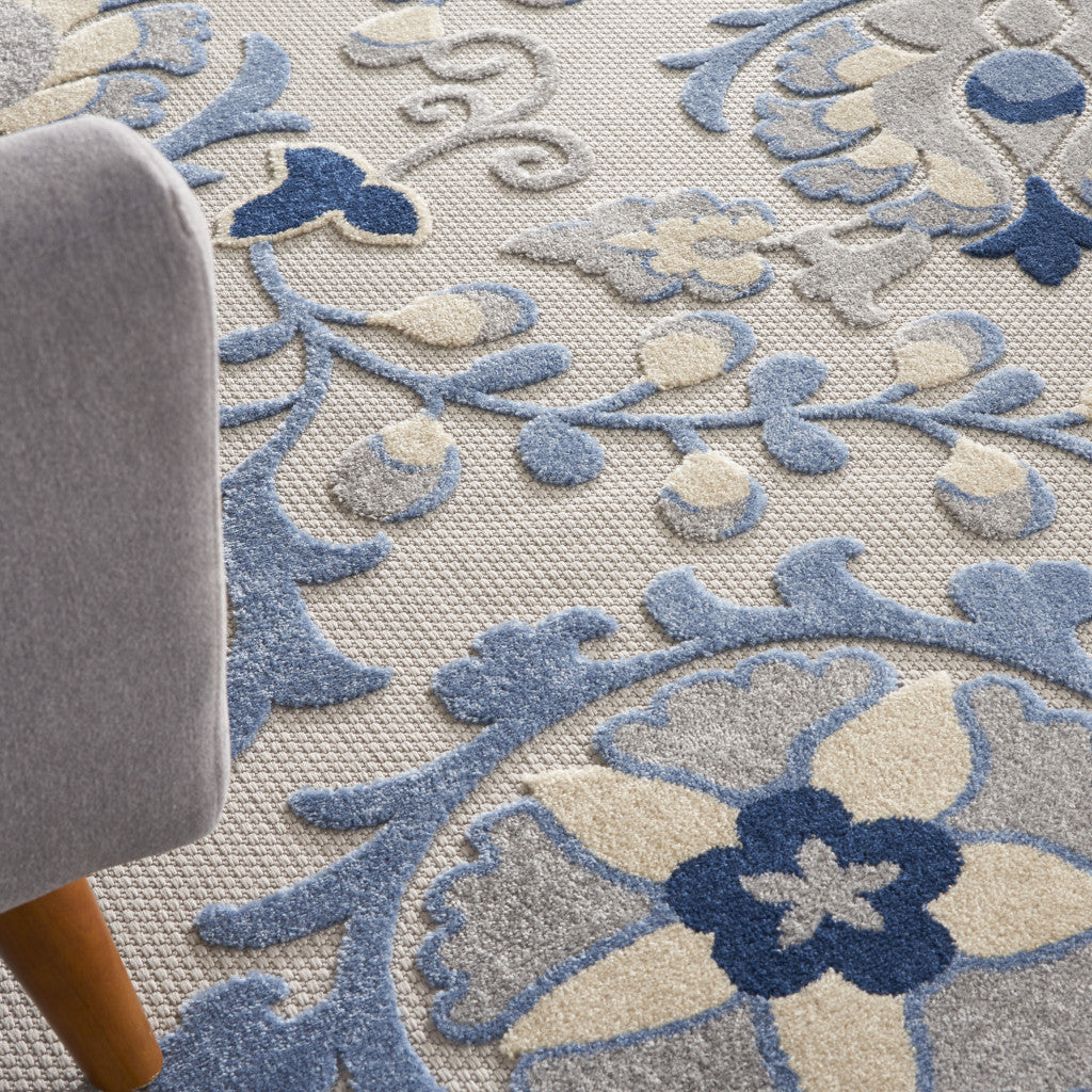 9' X 12' Blue And Gray Indoor Outdoor Area Rug - Outdoor