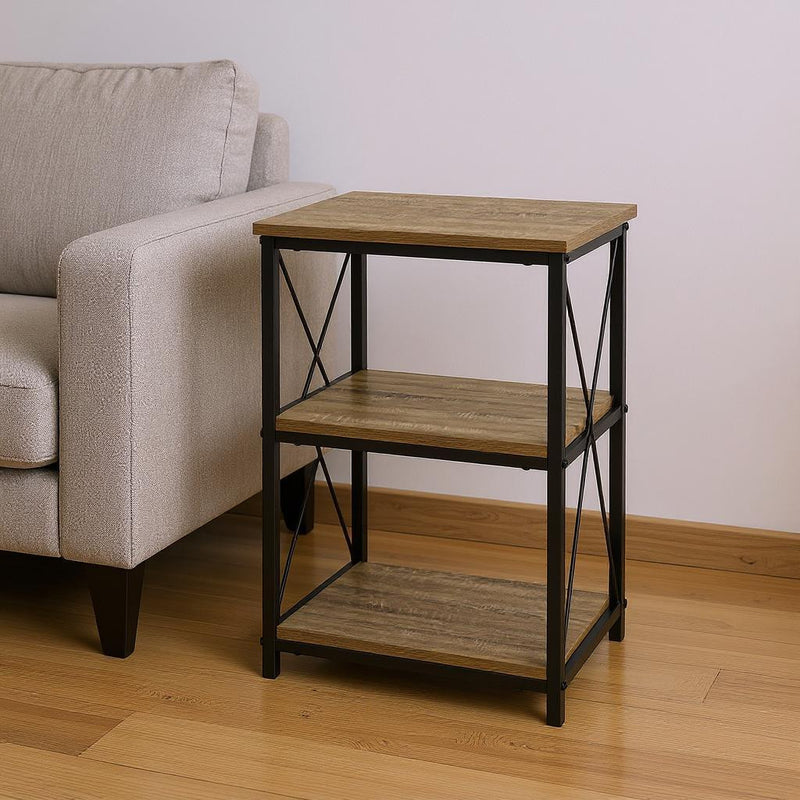 26" Rectangular Dark Taupe Black Metal Accent Table - Living Room
